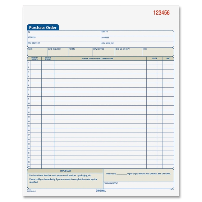 Globe-Weis Purchase Order Form DC8131 ABFDC8131