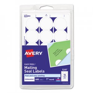 Avery Printable Mailing Seals, 1" dia., White, 600/Pack AVE05247 05247