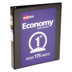 Avery Economy View Binder w/Round Rings, 11 x 8 1/2, 1" Cap, Black AVE05710 05710