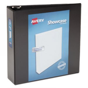 Avery Showcase Economy View Binder w/Round Rings, 11 x 8 1/2, 3" Cap, Black AVE19750 19750