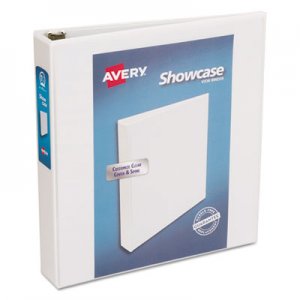 Avery Showcase Economy View Binder w/Round Rings, 11 x 8 1/2, 1 1/2" Cap, White AVE19651 19651