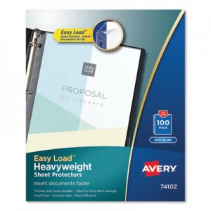 Avery Top-Load Poly Sheet Protectors, Heavy Gauge, Letter, Nonglare, 100/Box AVE74102 74102