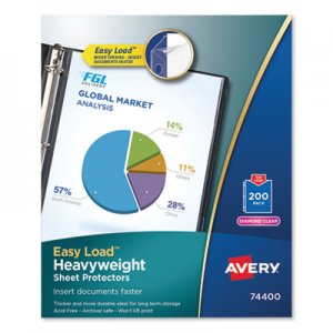 Avery Top-Load Poly Sheet Protectors, Heavy, Letter, Diamond Clear, 200/Box AVE74400 74400