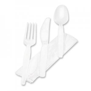 Dixie Wrapped Tableware/Napkin Packets, Fork/Knife/Spoon/Napkin, White, 250/Carton DXECM26NC7 CM26NC7