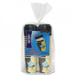 Dart Duo Shield Insulated Paper Hot Cups/Lids Combo Pack, 12oz, Tuscan, 52/Pack SCCFSIC12J753PK FSIC12-J7534