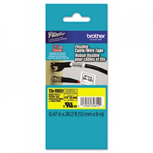 Brother P-Touch TZe Flexible Tape Cartridge for P-Touch Labelers 1/2" x 26-1/5ft Black on Yellow
