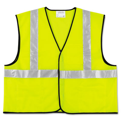 MCR Safety Class 2 Safety Vest, Fluorescent Lime w/Silver Stripe, Polyester, 2X VCL2SLXL2 CRWVCL2SLXL2
