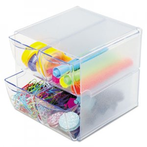 deflecto Stackable Cube Organizer, 4 Drawers, 6 x 7 1/8 x 6, Clear DEF350301 390301