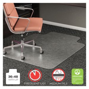 deflecto RollaMat Frequent Use Chair Mat, Med Pile Carpet, Flat, 36 x 48, Lipped, CR DEFCM15113 CM15113