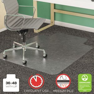 deflecto SuperMat Frequent Use Chair Mat, Med Pile Carpet, Flat, 36 x 48, Lipped, CR DEFCM14113 CM14113