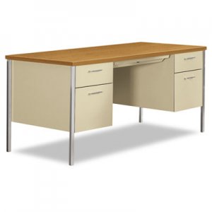 HON 34000 Series Double Pedestal Desk, 60w x 30d x 29 1/2h, Harvest/Putty HON34962CL HON34962CL 34962CL