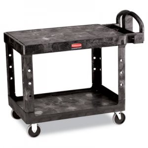 Rubbermaid Commercial Flat Shelf Utility Cart, Two-Shelf, 25-1/4w x 44d x 38-1/8h, Black RCP452500BK FG452500BLA
