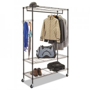 Alera Wire Shelving Garment Rack, Coat Rack, Stand Alone Rack, Black Steel w/Casters ALEGR364818BL