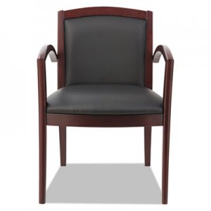 Alera Reception Lounge 500 Series Arch Solid Wood Chair, Mahogany/Black Leather ALERL5219M