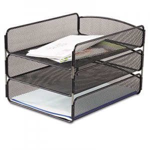 Safco Desk Tray, Three Tiers, Steel Mesh, Letter, Black SAF3271BL 3271BL