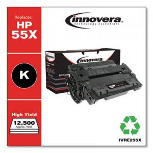 Innovera Remanufactured CE255X (55X) High-Yield Toner, Black IVRE255X