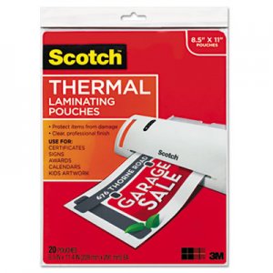 Scotch Letter Size Thermal Laminating Pouches, 3 mil, 11 1/2 x 9, 20/Pack MMMTP385420 TP3854-20