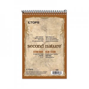 TOPS Second Nature Spiral Reporter/Steno Book, Gregg, 6 x 9, White, 80 Sheets TOP74688 74688