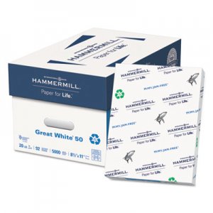 Hammermill Great White 50 Recycled Paper, 20lb, 8-1/2 x 11, White, 500/RM, 10 RM/CT HAM86780 86780