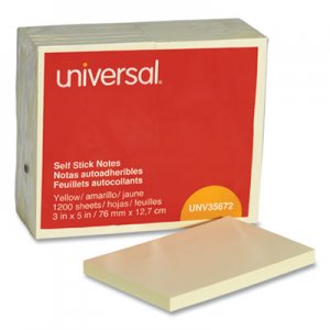 Genpak Self-Stick Note Pads, 3 x 5, Yellow, 100-Sheet, 12/Pack UNV35672