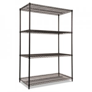 Alera NSF Certified Industrial 4-Shelf Wire Shelving Kit, 48 x 24 x 72, Black ALESW504824BL