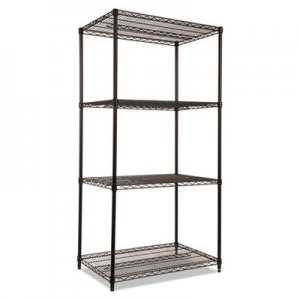 Alera Industrial Heavy-Duty Wire Shelving Starter Kit, 4-Shelf, 36w x 24d x 72h, Black ALESW503624BL