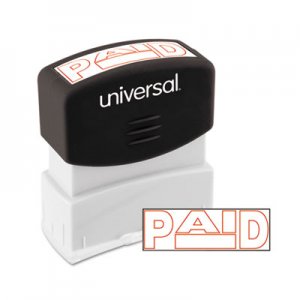 Genpak Message Stamp, PAID, Pre-Inked One-Color, Red UNV10062