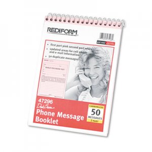 Rediform Desk Saver Line Wirebound Message Book, 6 1/4 x 4 1/4, Two-Part, 50 Forms RED47296 47296