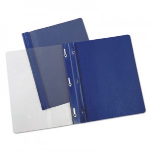 Genpak Plastic Cover, Tang Clip, Letter, 1/2" Capacity, Clear/Dark Blue, 25/Box UNV56138 UNV56138EE