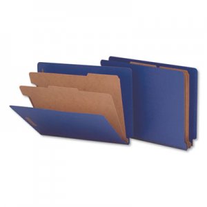 Genpak Pressboard End Tab Classification Folders, Letter, Six-Section, Blue, 10/Box UNV10318