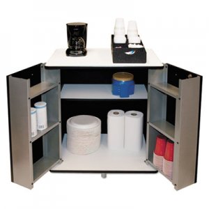 Vertiflex Refreshment Stand, Two-Shelf, 29 1/2w x 21d x 33h, Black/White VRT35157 VF35157