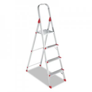 Louisville #566 Folding Aluminum Euro Platform Ladder, 4-Step, Red DADL234604 L-2346-04
