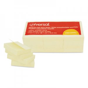 Genpak Recycled Self-Stick Note Pads, 1 1/2 x 2, Yellow, 100-Sheet, 12/Pack UNV28062