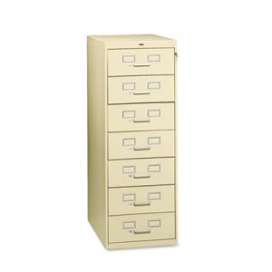 Tennsco Seven-Drawer Multimedia Cabinet For 5 x 8 Cards, 19-1/8w x 52h, Putty TNNCF758PY CF-758PY