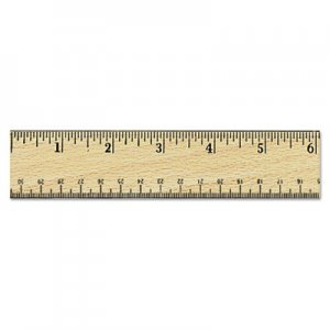 Genpak Flat Wood Ruler w/Double Metal Edge, 12", Clear Lacquer Finish UNV59021