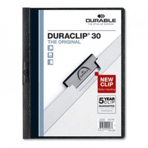 Durable Vinyl DuraClip Report Cover w/Clip, Letter, Holds 30 Pages, Clear/Black, 25/Box DBL220301 220301