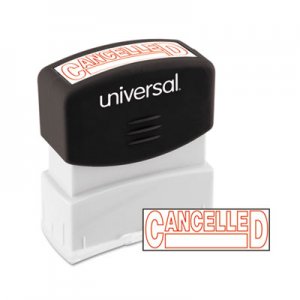 Genpak Message Stamp, CANCELLED, Pre-Inked One-Color, Red UNV10045