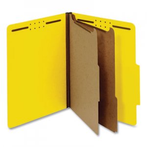 Genpak Pressboard Classification Folders, Letter, Six-Section, Yellow, 10/Box UNV10304