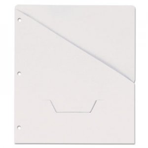 Genpak Slash-Cut Pockets for Three-Ring Binders, Jacket, Letter, 11 Pt., White, 10/Pack UNV61687