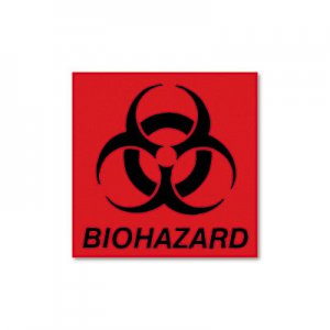 Rubbermaid Commercial Biohazard Decal, 5-3/4 x 6, Fluorescent Red RCPBP1 FGBP1
