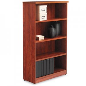 Alera Valencia Series Bookcase, Four-Shelf, 31 3/4w x 14d x 55h, Medium Cherry ALEVA635632MC