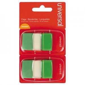 Genpak Page Flags, Green, 50 Flags/Dispenser, 2 Dispensers/Pack UNV99003