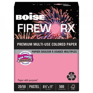 Boise FIREWORX Colored Paper, 20lb, 8-1/2 x 11, Cherry Charge, 500 Sheets/Ream CASMP2201CHE MP2201-CHE