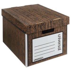 Genpak Heavy-Duty Storage Box, Letter/Legal, Fiberboard, Woodgrain, 12/Carton UNV65521