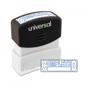 Genpak Message Stamp, COMPLETED, Pre-Inked One-Color, Blue Ink UNV10044