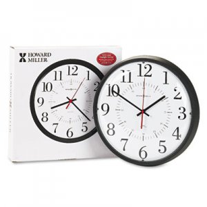 Howard Miller Alton Auto Daylight Savings Wall Clock, 14", Black MIL625323 625-323