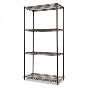 Alera Industrial Heavy-Duty Wire Shelving Starter Kit, 4-Shelf, 36w x 18d x 72h, Black ALESW503618BL