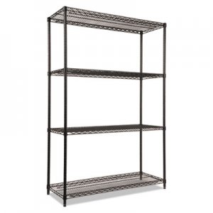 Alera NSF Certified Industrial 4-Shelf Wire Shelving Kit, 48 x 18 x 72, Black ALESW504818BL