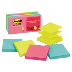 Post-it Pop-up Notes Original Pop-up Refill, 3 x 3, Assorted Cape Town Colors, 100-Sheet, 12/Pack