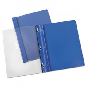 Genpak Report Cover, Tang Clip, Letter, 1/2" Capacity, Clear/Blue, 25/Box UNV56101 UNV56101EE